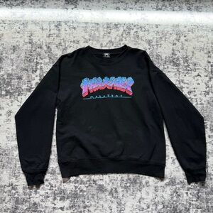 Men’s Black Thrasher sweater, skate brand